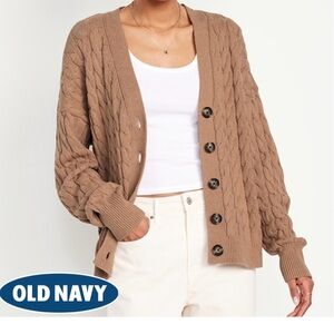 Old Navy Brown Cable Knit Button-Front Cardigan